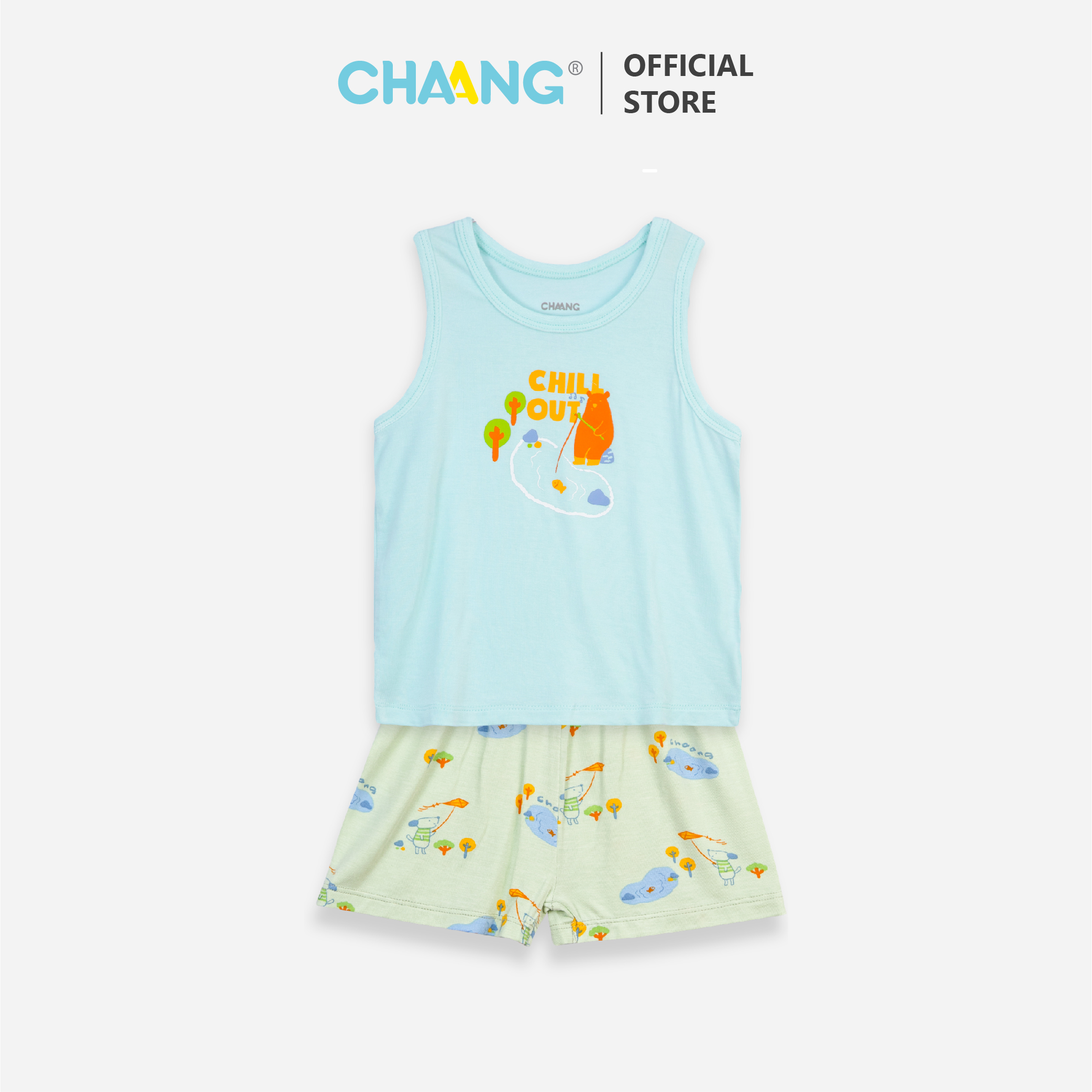 [CHAANG] Bộ quần áo ba lỗ bé trai Spring xanh ngọc