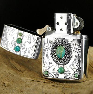 Bật lửa Zippo Khảm Dá Quý Phiên Bản Vỏ Dày Chất Liệu Bạc Ấn Độ