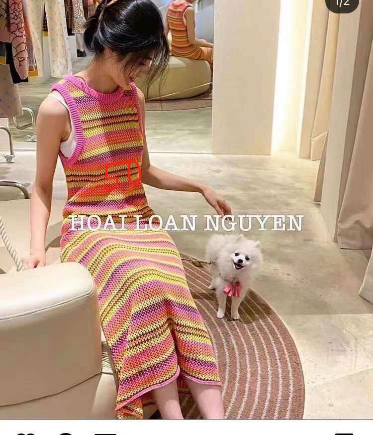 Váy len sợi cầu vồng sát nách