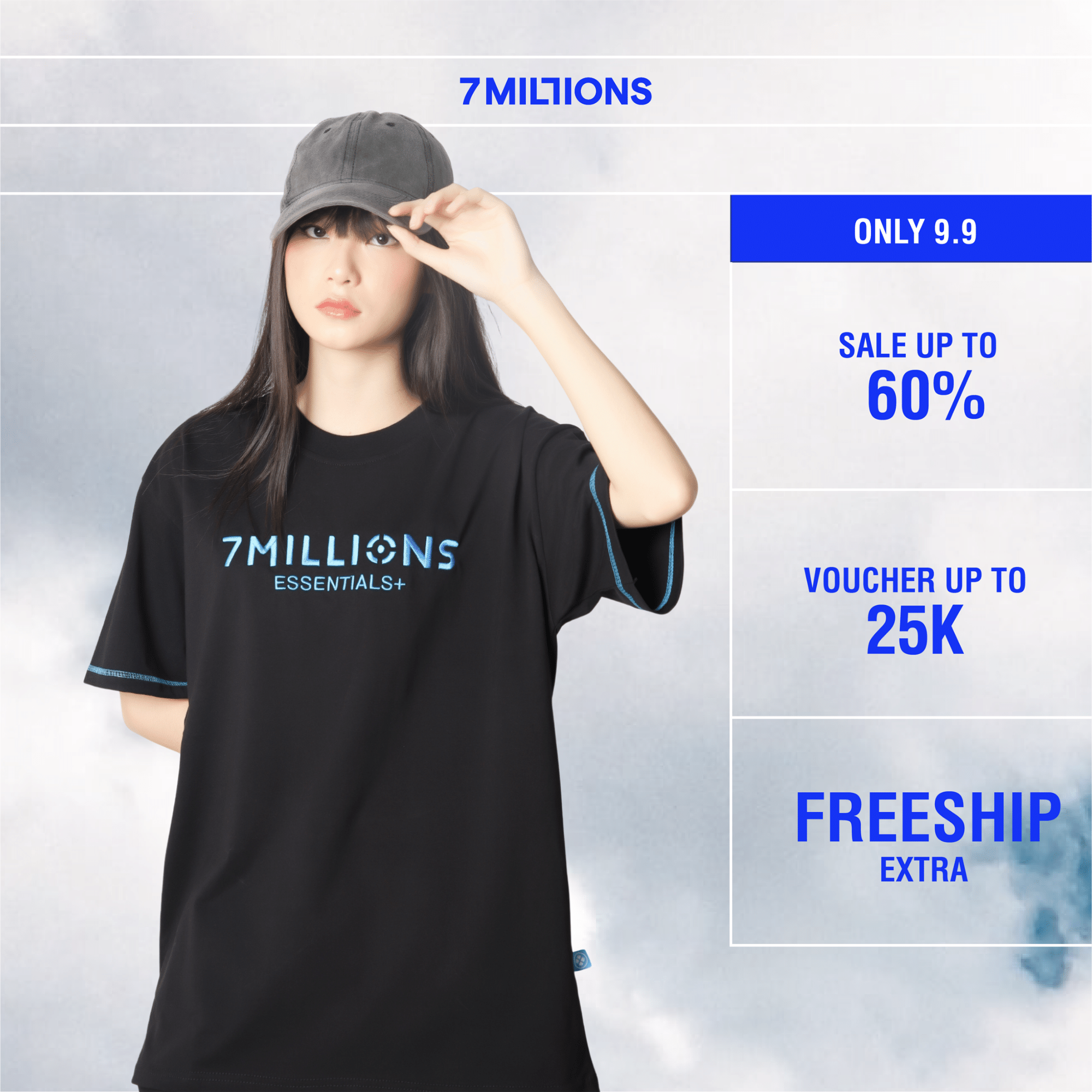 7MILLIONS Áo thun Essential+ / Màu đen / Tặng kèm Box