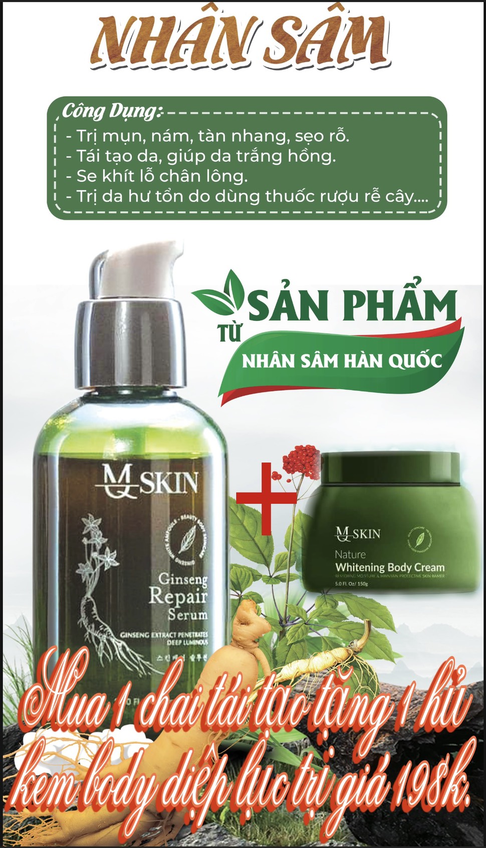 SERUM TÁI TẠO DA NHÂN SÂM MQ-SKIN ( chính hãng )