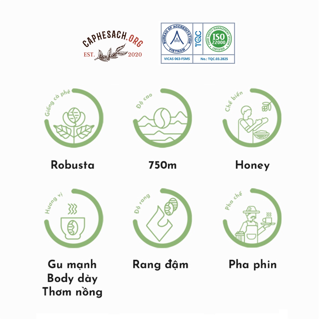 Cà Phê 100% Robusta Honey Nguyên Chất | Rang Đậm | Vị Chocolate, body dày, đậm đà | Pha cà phê sữa