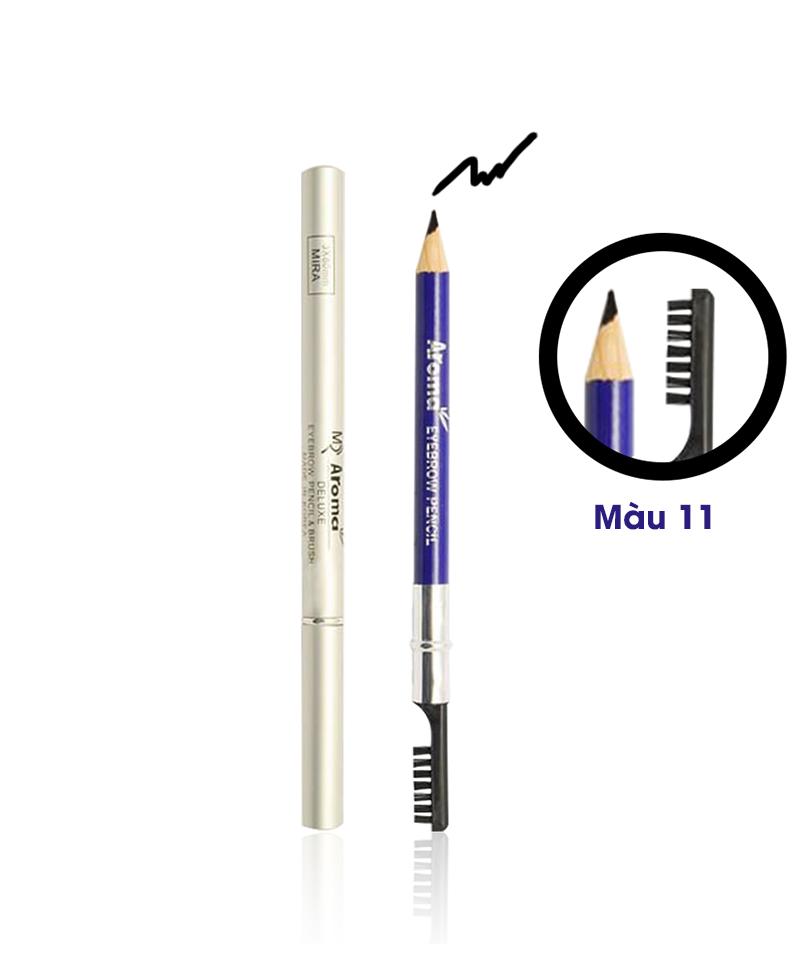 Chì Kẻ Chân Mày Dạng Chuốt Aroma Eyebrow Pencil & Brush 2 In 1 Natural Color Double-Head Eyebrow Pencil Anti-smudge Easy To Color Wood Waterproof Eyebrow Pencil Beauty Women (Product From Korea)