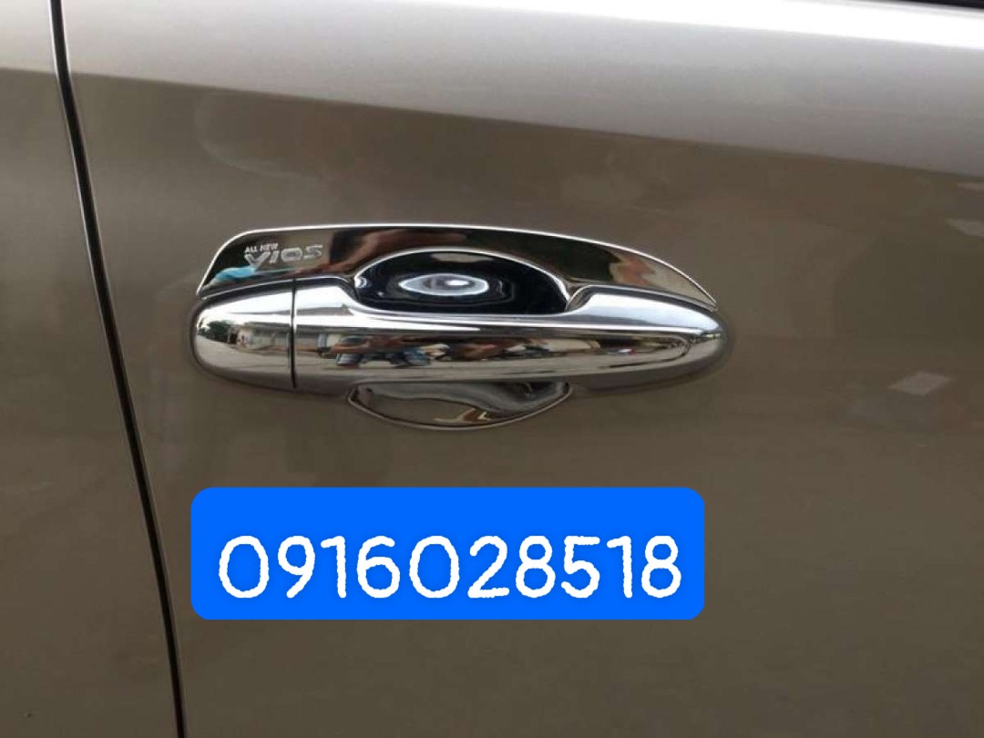 Bộ ốp hõm tay nắm cửa xe toyota vios 2008 2009 2010 2011 2012 2013 - loại crom xịn, bền, không ố màu, ốp lõm chén cửa