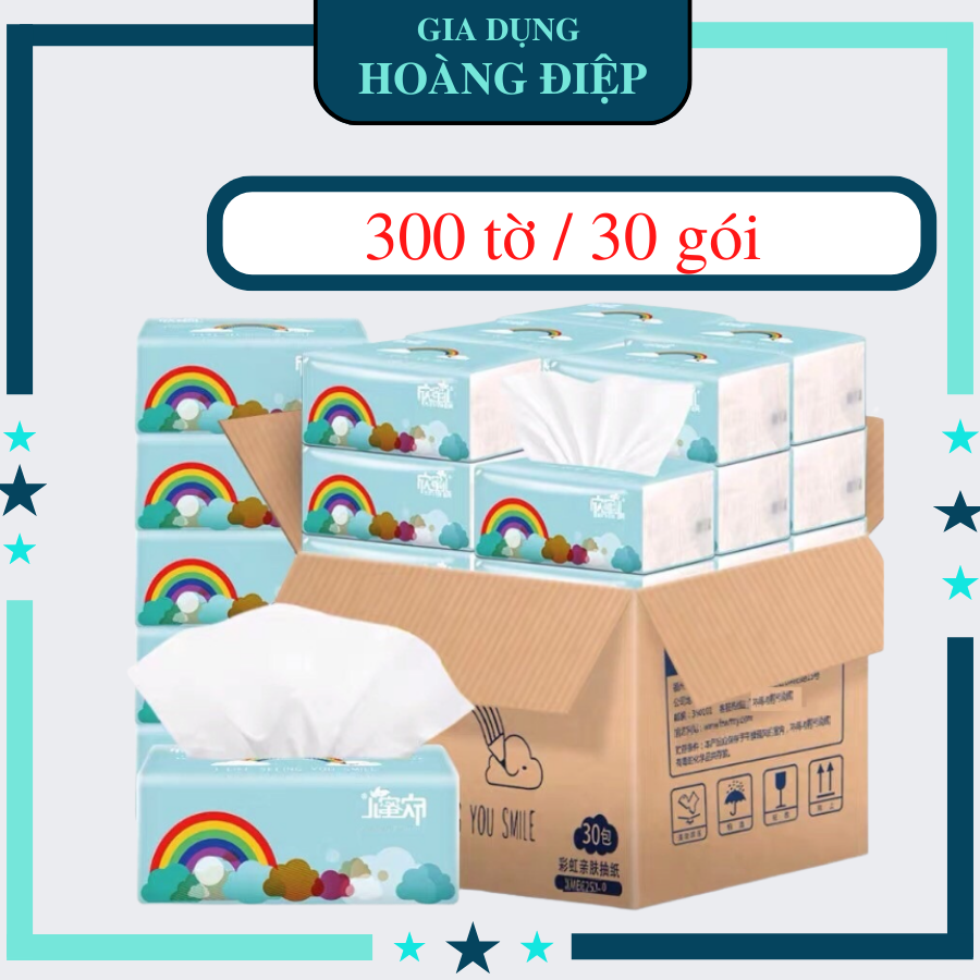 Giấy ăn cầu vồng cao cấp 30 gói 1 thùng