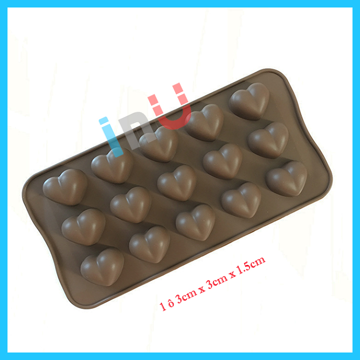 Khuôn silicon đổ socola trái tim rau câu tim kẹo dẻo tim