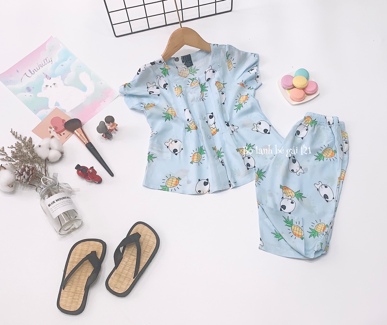 Bộ lững cổ tròn cho bé chất tole lanh VNXK