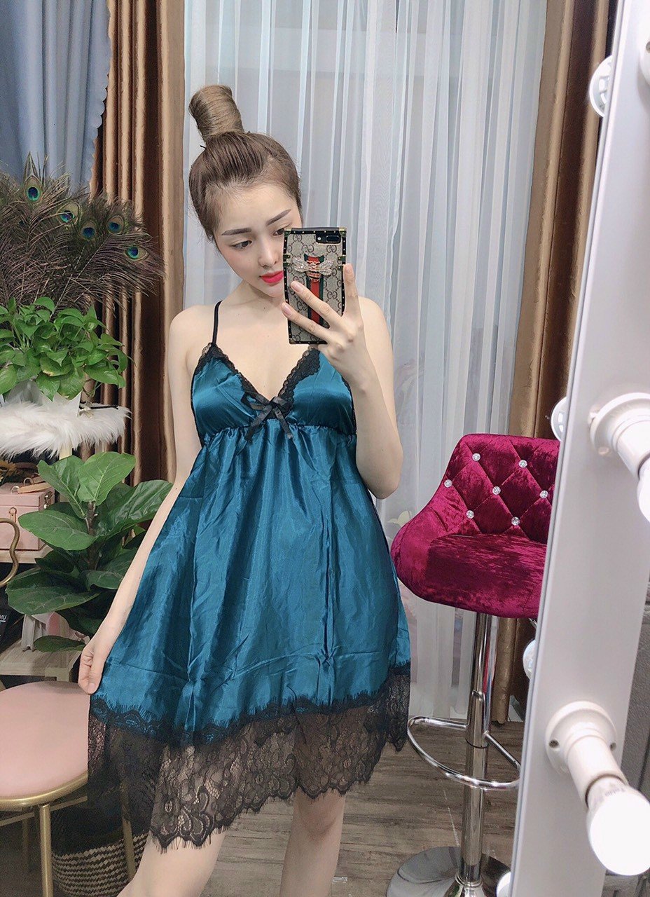 ĐẦM PHI BÓNG PHỐI REN ĐEN FREESIZE DƯỚI 55KG