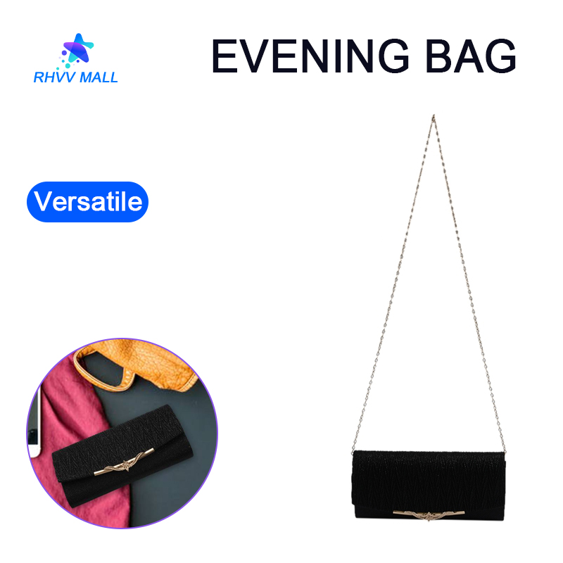 Women Evening Bag Party Banquet Glitter Bag For Women Girls Wedding Clutches Handbag Chain Shoulder Bag(Black)