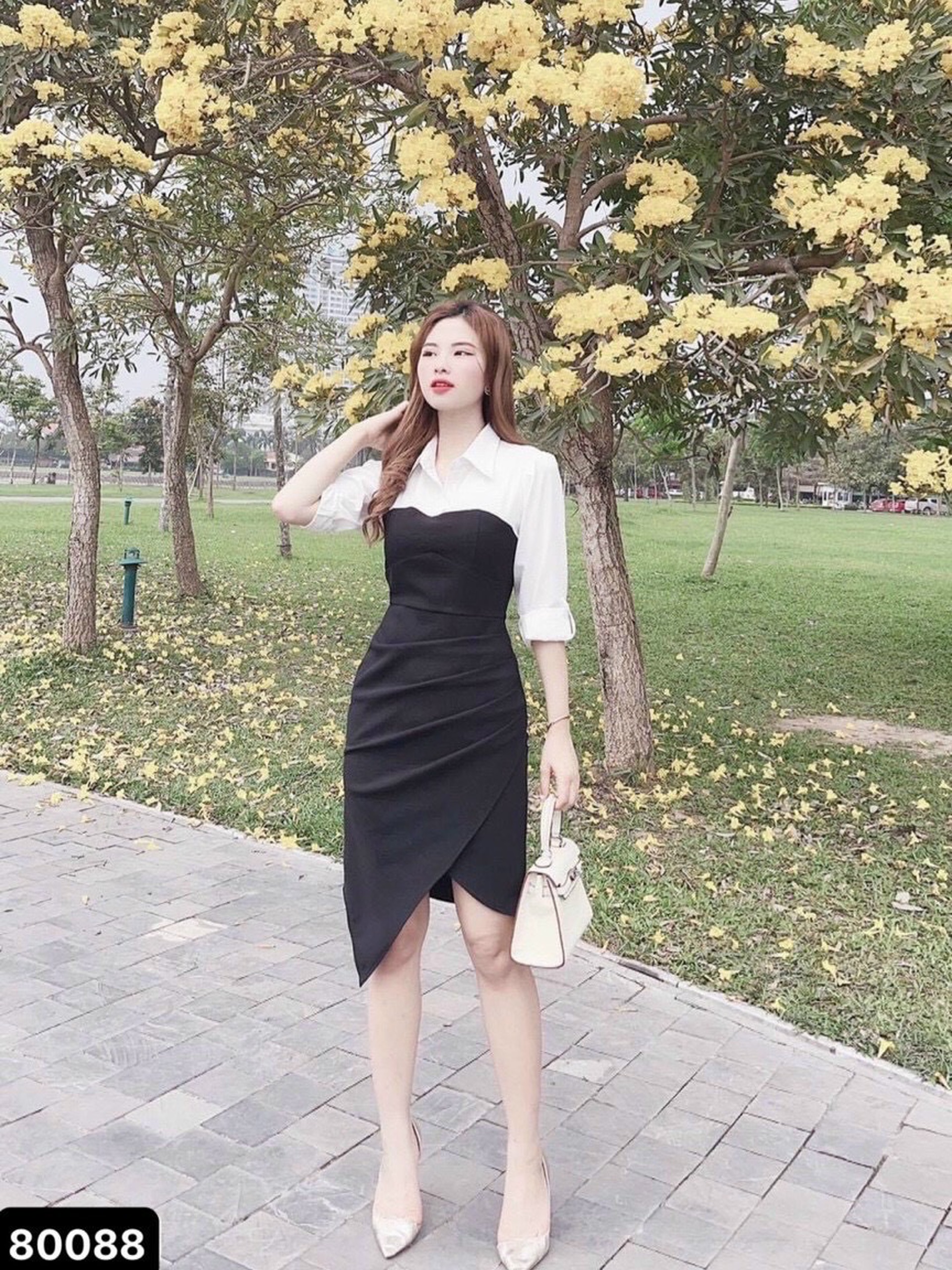 đầm body 2 da poly phối voan siêu xinh th21