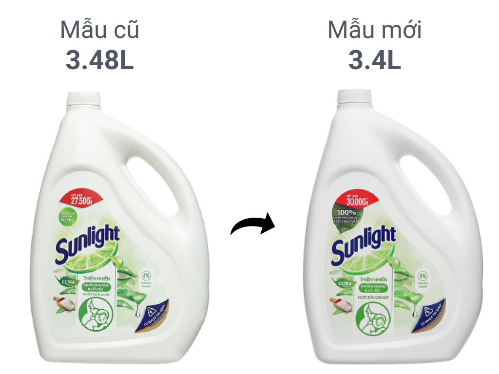 Nước rửa chén Sunlight can 3.5kg/ túi 3.4kg