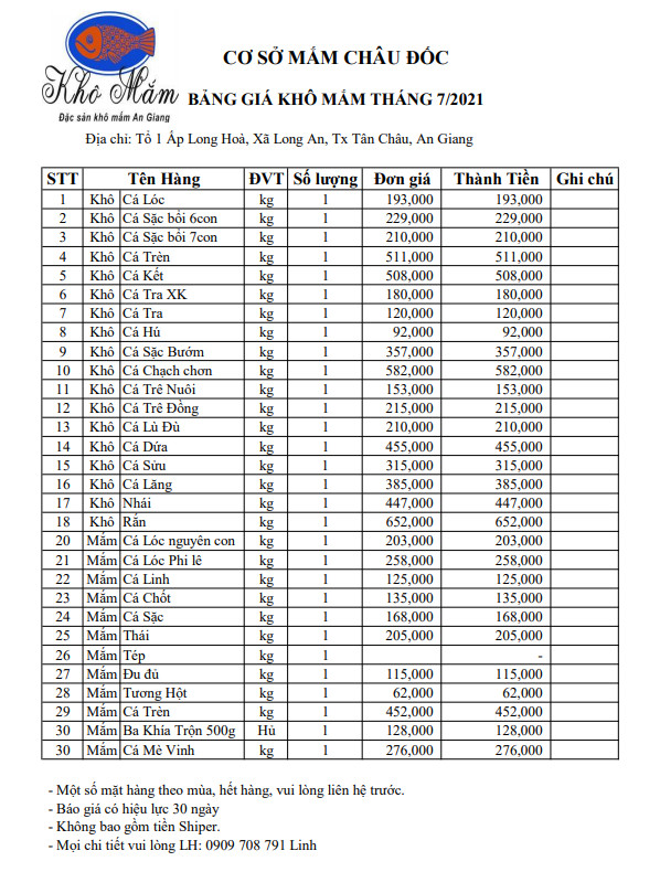 Mắm cá Linh Châu Đốc