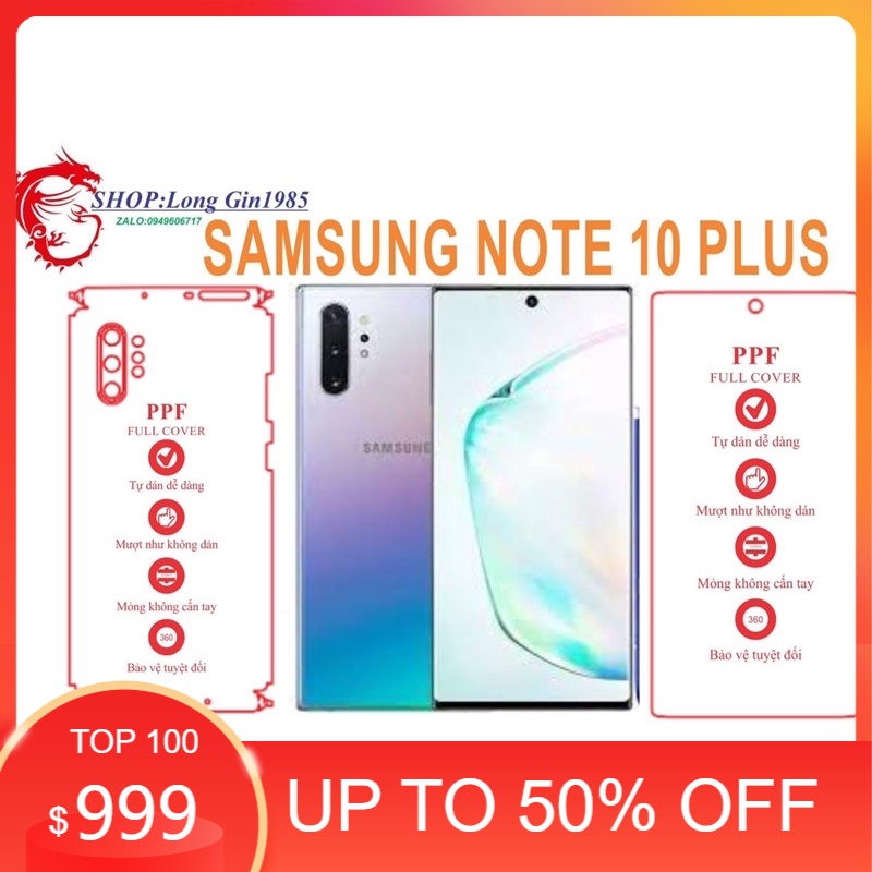 Samsung Note 10 plus miếng dán trong Ppf mặt sau và mặt trước chống va đập chống trầy xước