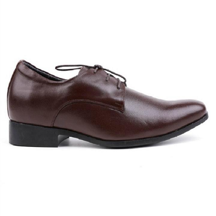 Giày tăng chiều cao da bò cột dây màu nâu TH7716