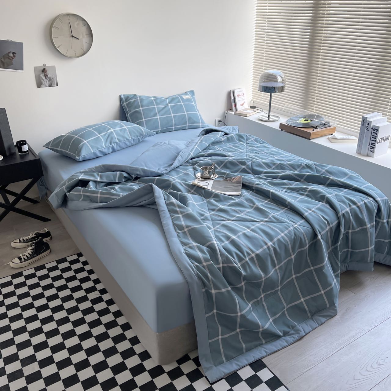 Bộ ga gối chăn Chần Bông Cotton TC Nhà Nhím_Bedding kẻ sọc đủ size giường nệm 1m2 đến 2m*2m2