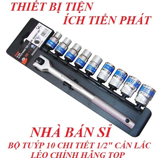 HCMBộ Khẩu, Bộ Tuýp TOP Cao Cấp 10 Chi Tiết 1 2 Cần Lắc Léo Thép CR-V