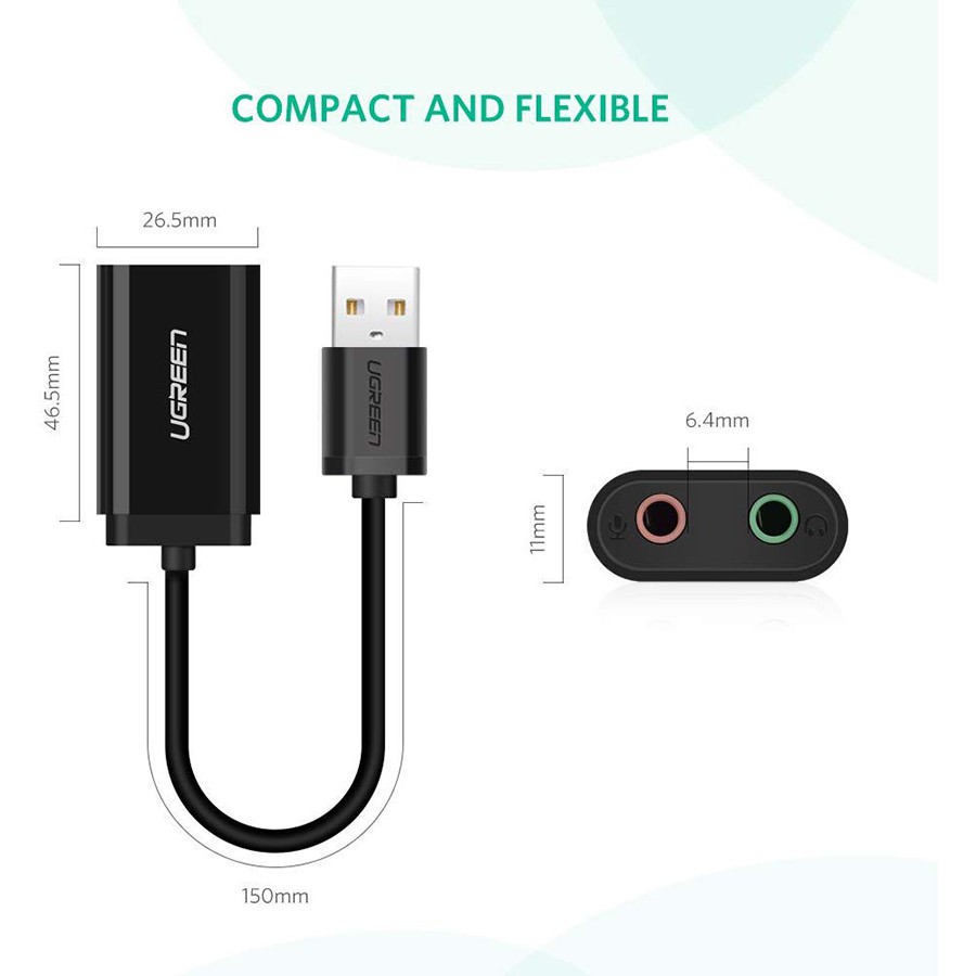 Ugreen 30724 - Cáp USB 2.0 ra Loa và Mic  - HapuStore