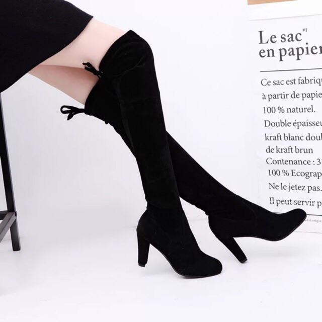 Boot đùi cao gót, bốt đùi da lộn