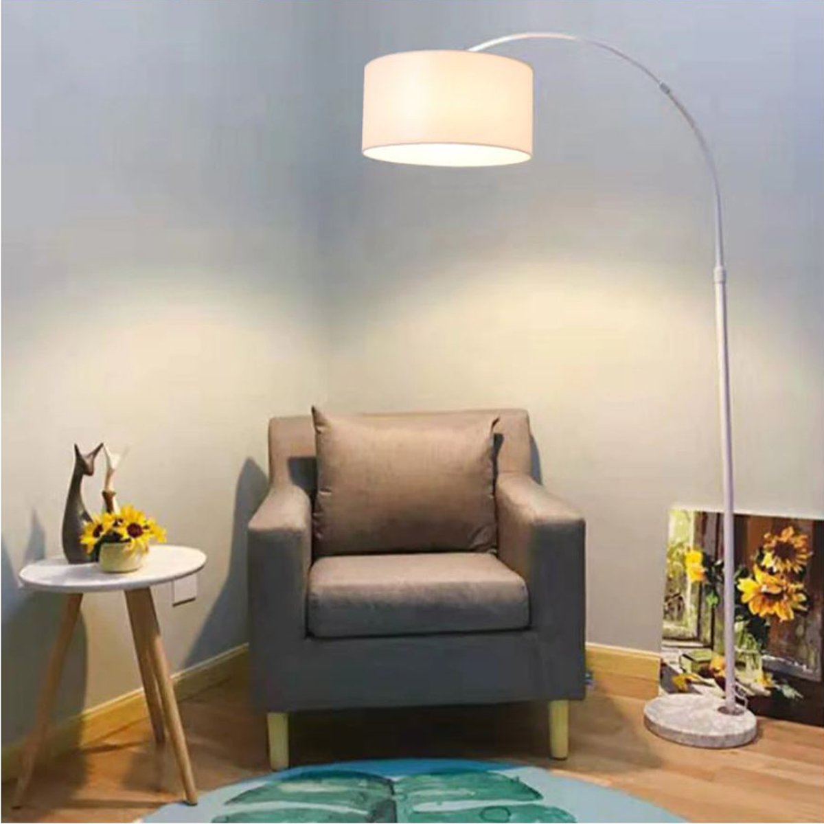 Đèn cây đứng dáng cong, Đèn cây decor phòng ngủ