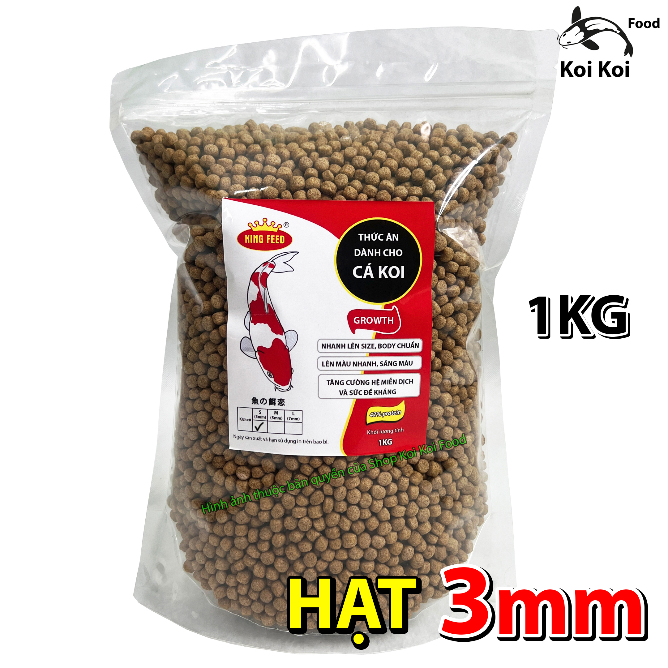 Cám Cá Koi (size 3mm) KING FEED - Thức Ăn Cho Cá Koi Nhỏ