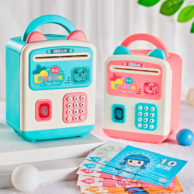 Két sắt vân tay thông minh cho bé tập tiết kiệm - két sắt hình tai mèo , thỏ gấu siêu đáng yêu nhựa abs siêu bền