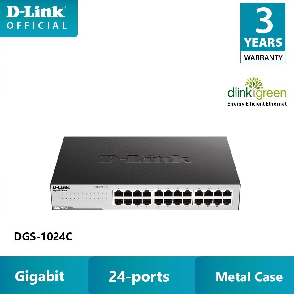 Hot deals - d-link switch gigabit 24 cổng 10/100/1000mbps gắn tủ/ để bàn -bộ chia mạng switch d-link dgs-1024c