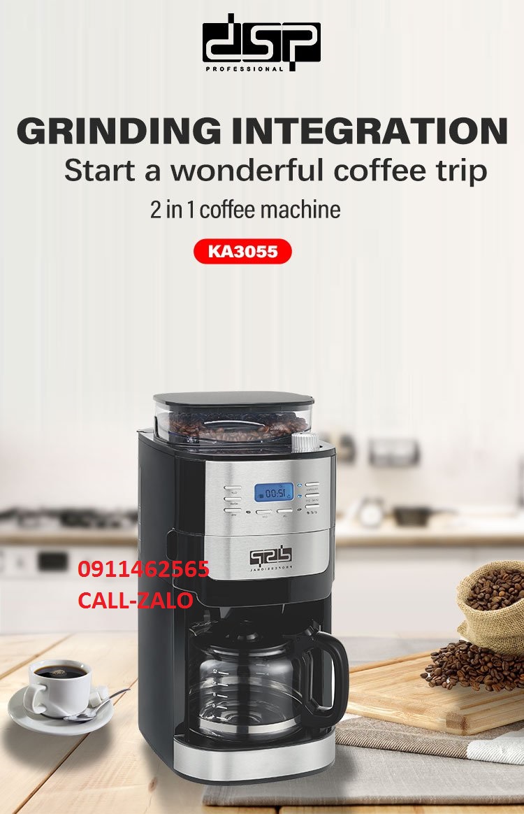 Máy pha cà phê tự động-Máy pha và xay cà phê tự động,2 trong 1