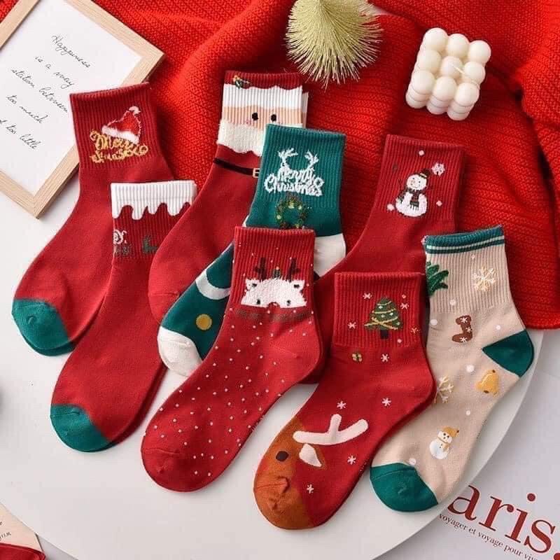 Combo 10 đôi tất noel cổ cao cho bé trai và bé gái siêu đáng yêu