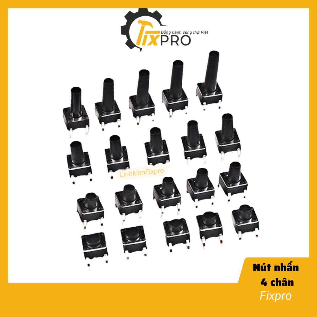 Nút nhấn 4 chân 6x6x8mm chân đồng túi 10c.