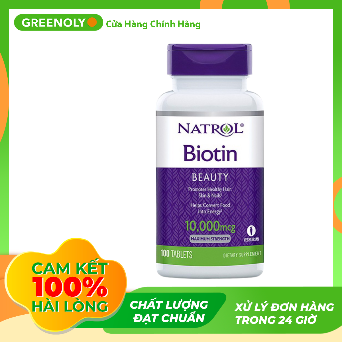 Viên Uống Mọc Tóc Natrol Biotin 10000Mcg 100 Viên