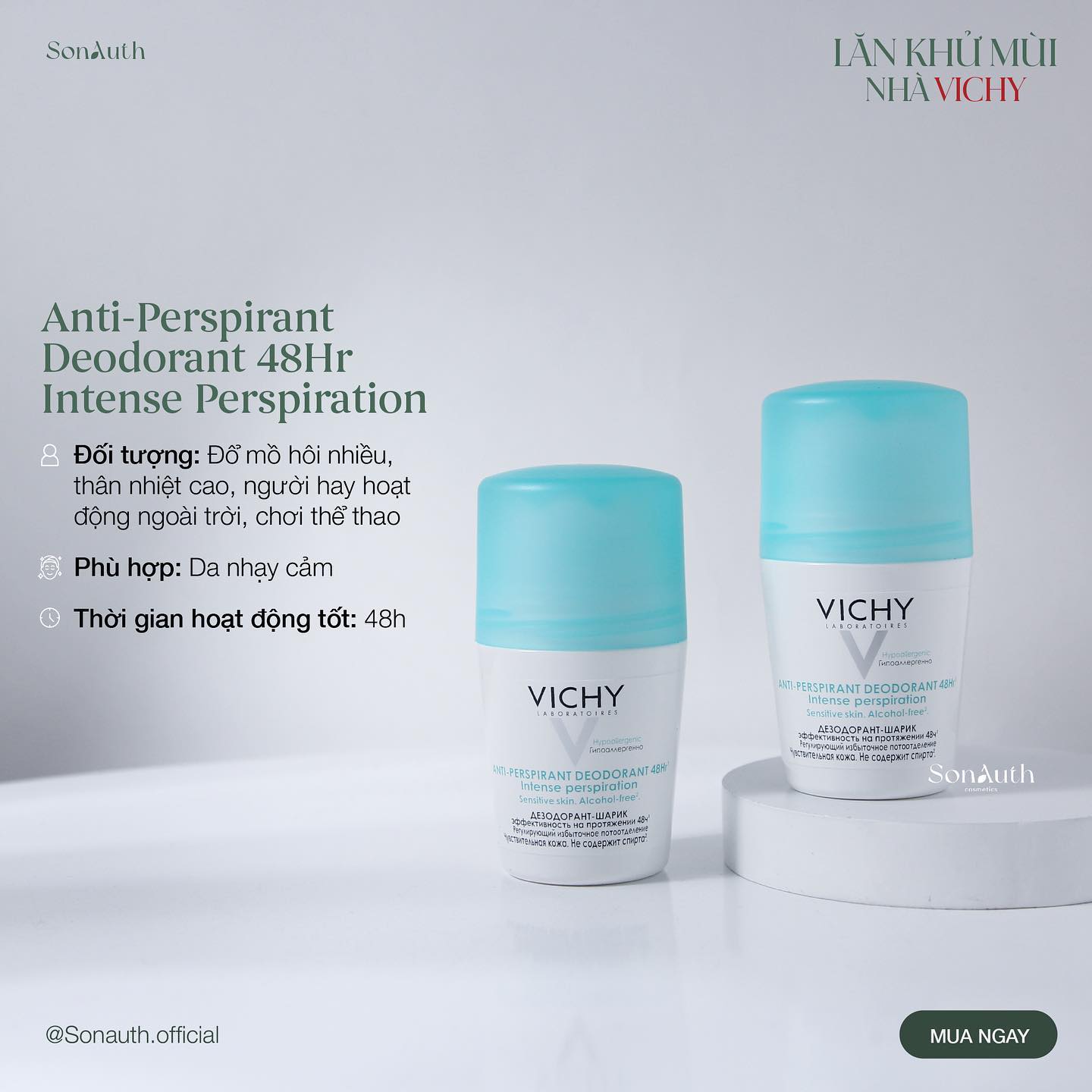 Lăn khử mùi Vichy 48h Traitement Anti - Transpirant 50ml
