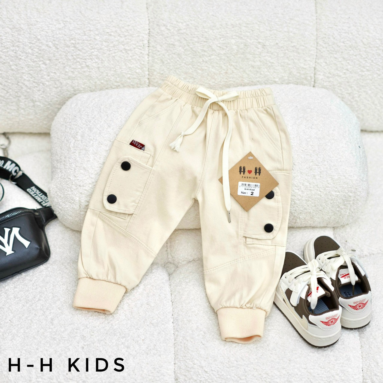 Quần kaki túi hộp bo gấu sành điệu cho bé trai, bé gái - QKTHS