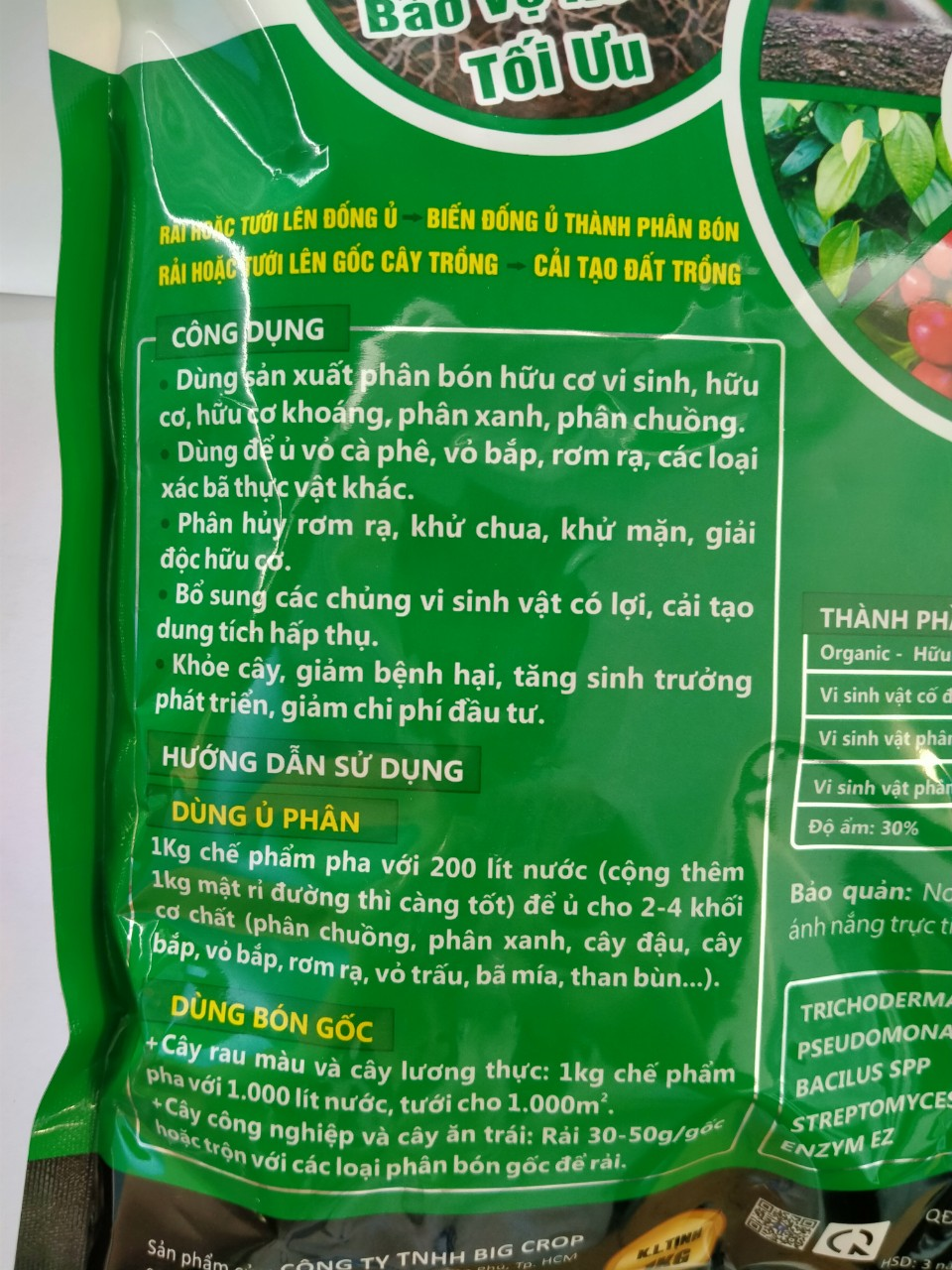 Nấm Đối Kháng TRICHODERMA 1kg. Ủ phân, xử lý đất trồng