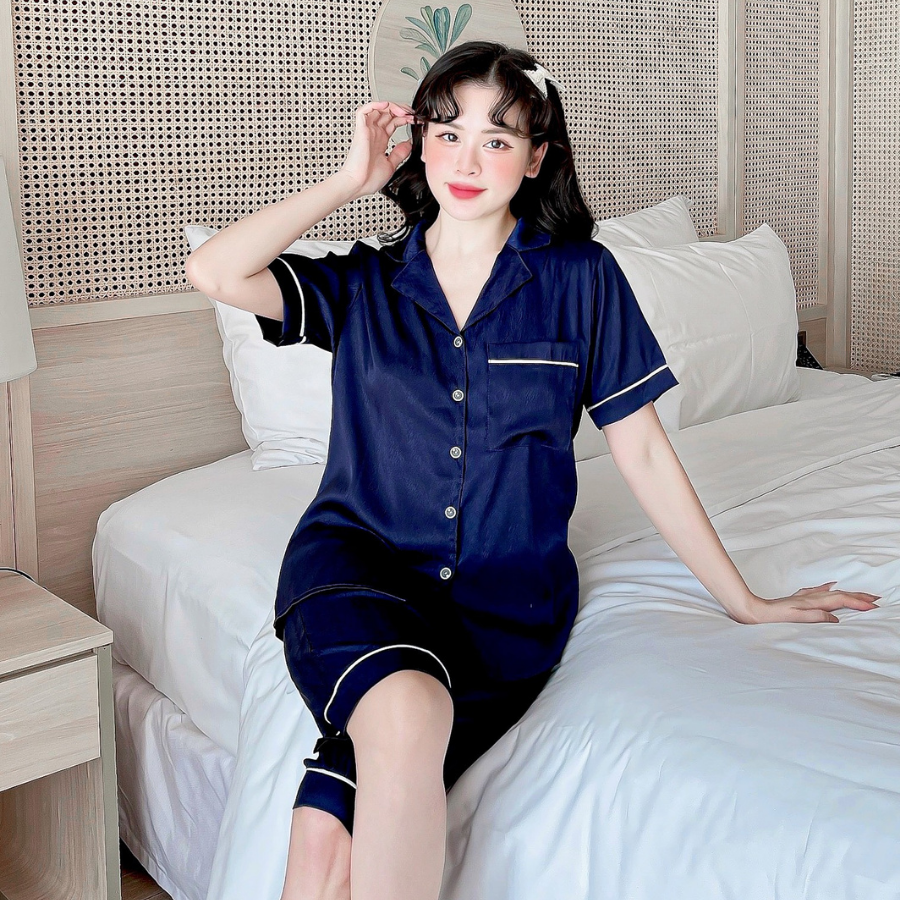Đồ bộ lửng nữ pijama mặc nhà , đồ ngủ nữ lụa xước cao cấp có bigsize