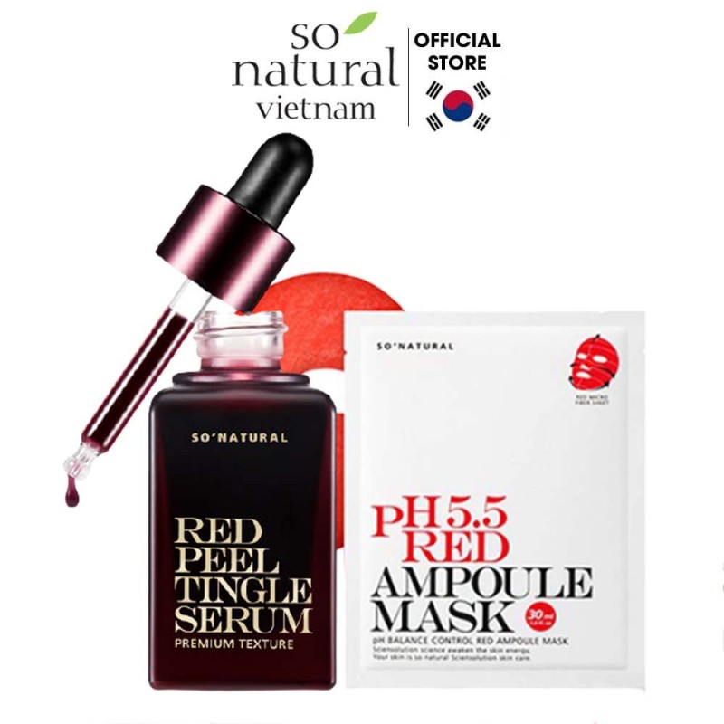 Bộ Serum Da Mụn Dưỡng Da Cấp Ẩm Cho Mặt Red Peel Tingle Serum Premium 20ml Red Mask PH.5.5 30ml So Natural giá rẻ
