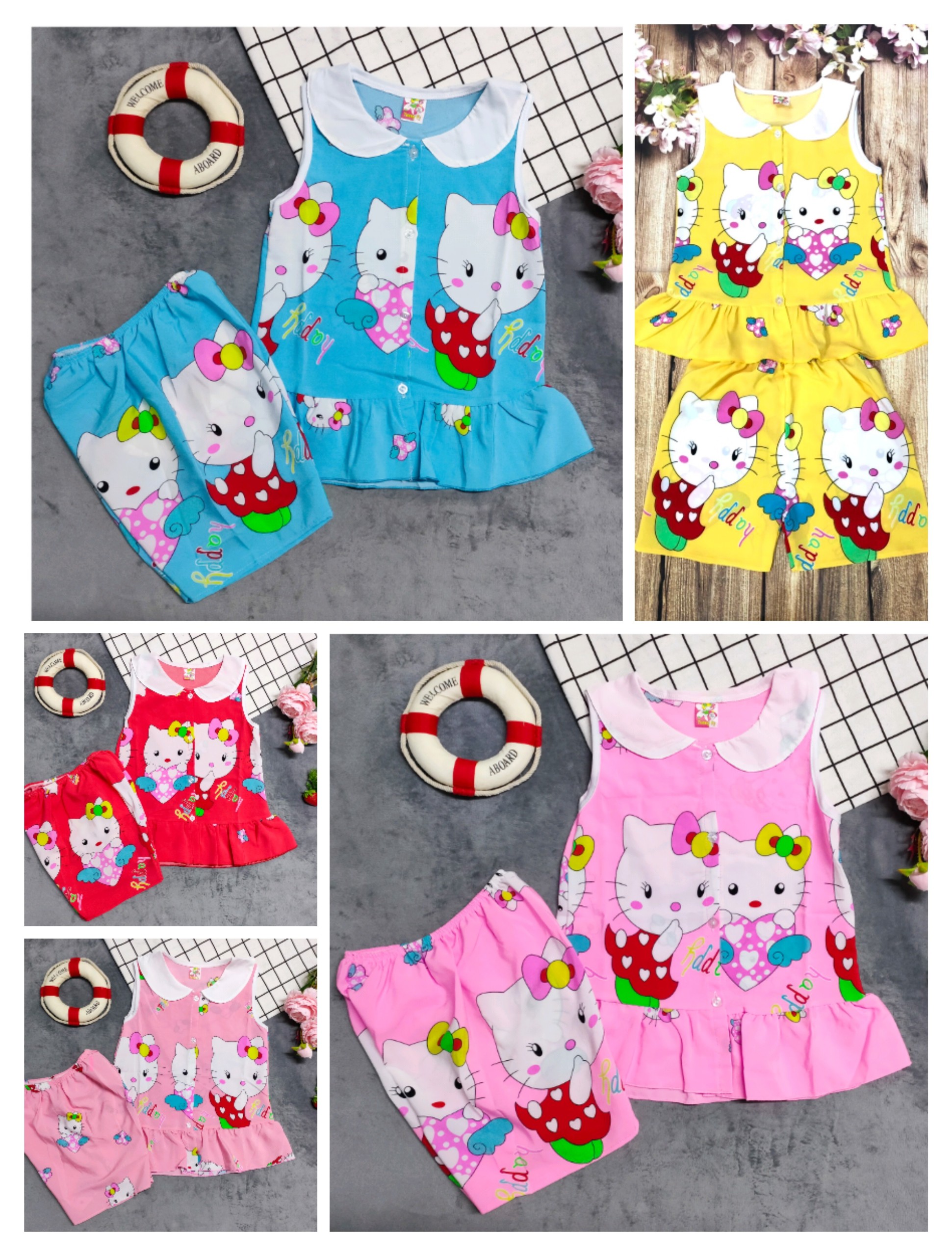 Combo 3 Bộ Lụa Sát Nách Khuy Giữa Bé Size 14-20kg (3 Bộ 3 Màu 3 Họa Tiết Khác Nhau)