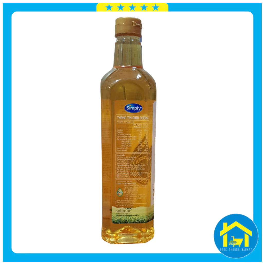 Dầu ăn gạo lứt Simply chai 1 lít