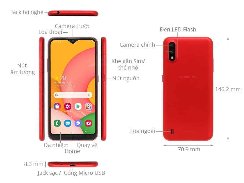 Điện Thoại Samsung Galaxy A01 Core Ram 2GB 32GB A013 (New - BH12T)