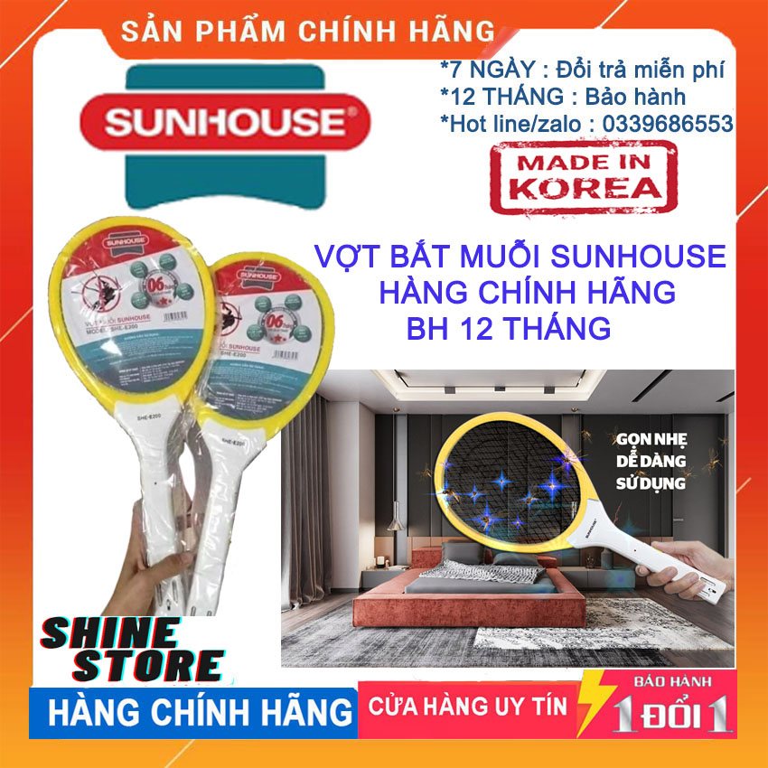 [HCM][ HÀNG CHÍNH HÃNG - GIÁ TỐT ]   VỢT BẮT BẰNG ĐIỆN  SUNHOUSE SHE-E200  CÔNG CỤ TIÊU DIỆT MUỖI HIỆU QUẢ  KIỂU DÁNG SANG TRỌNG  CHẤT LIỆU BỀN BỈ  GIÁ CẢ HỢP LÝ  BẢO HÀNH 12 THÁNG