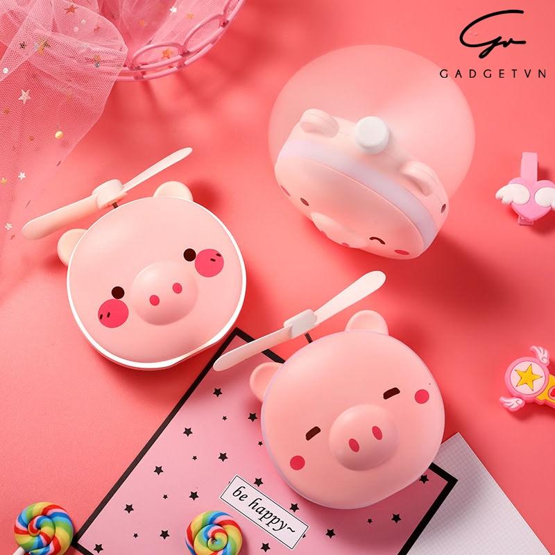 Gương mini cầm tay có đèn led kèm quạt
