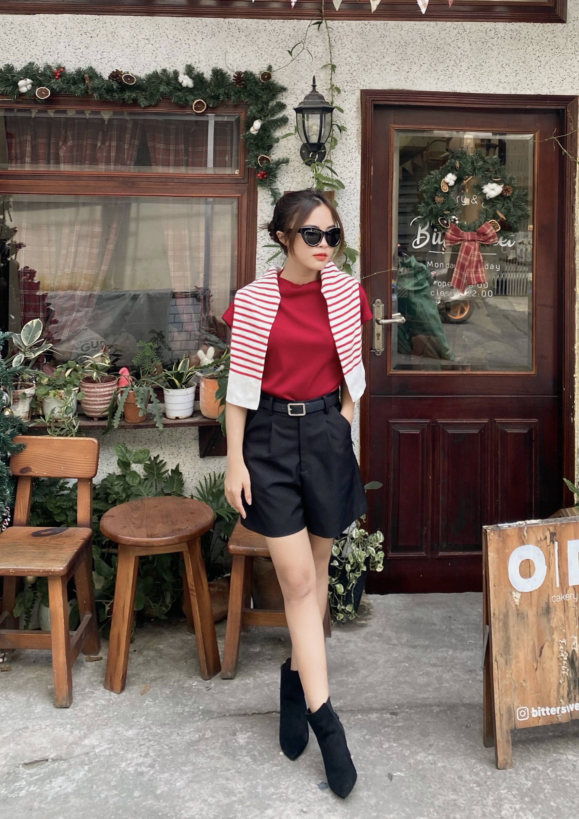 Áo thun thiết kế CHARMO vải thun len gân freesize Basic Wide Top