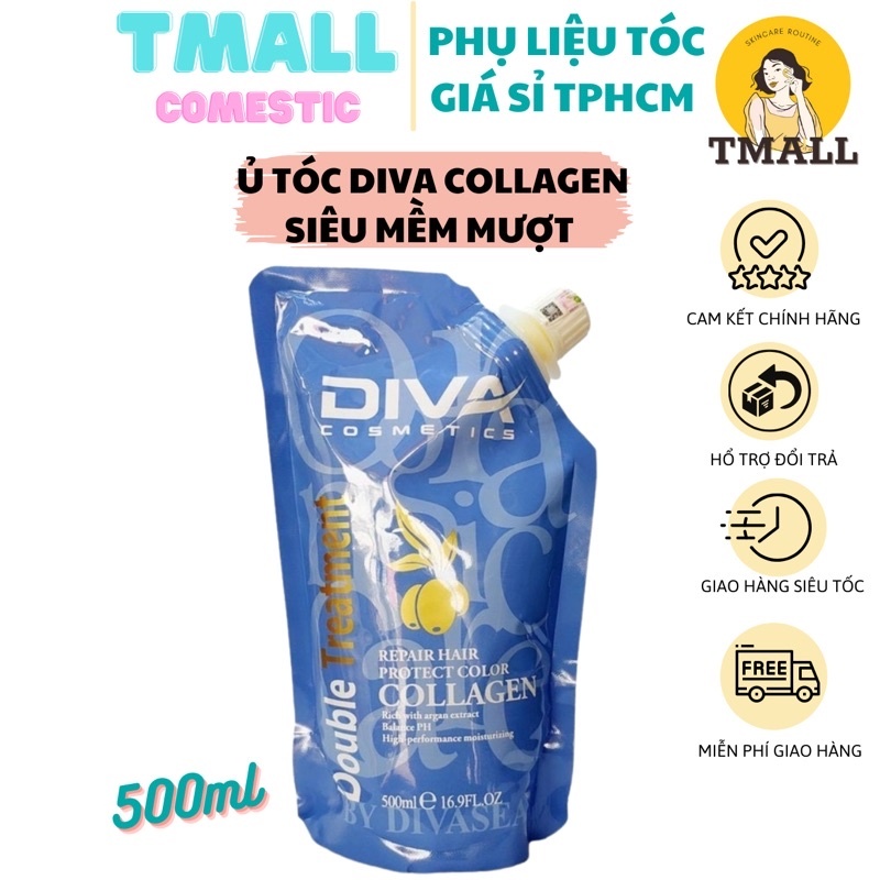 Kem ủ tóc collagen DIVA 500ml Hấp tóc phục hồi hư tổn với thành phần Collagen tự nhiên từ tảo giá rẻ