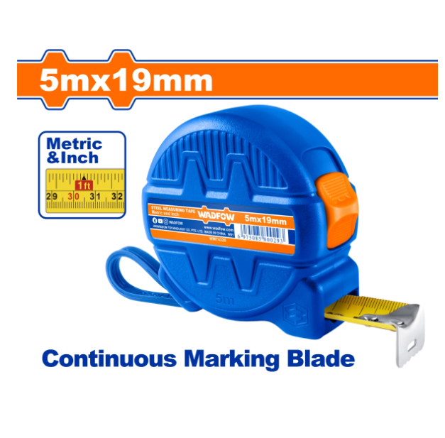 Wmt4320	thước kéo thép nền vàng 5x19mm wadfow