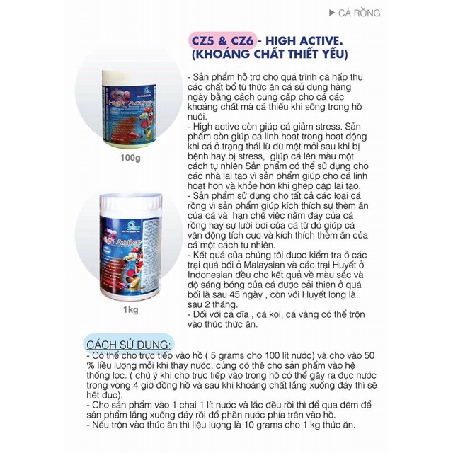Khoáng Chất High Active 100G Cho Cá Cảnh ( Hàng  )