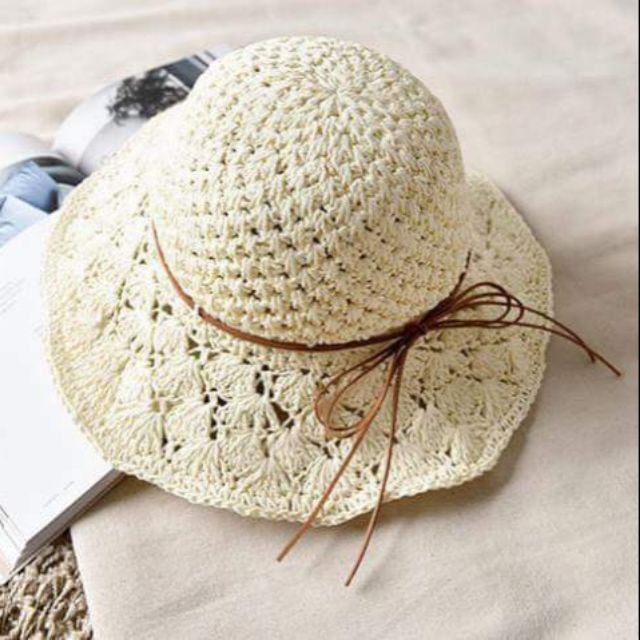 Nón cói mẹ và bé nơ dây vintage