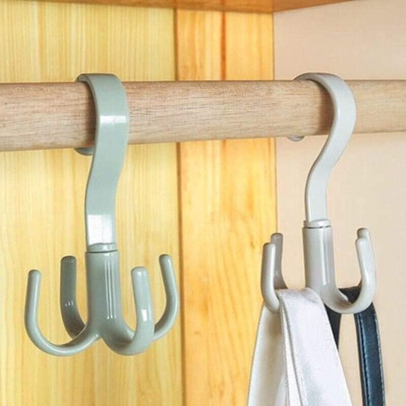 Combo 2 móc treo đồ 4 cạnh, móc nhựa treo đồ đa năng 4 cạnh xoay 360 độ tiết kiệm không gian