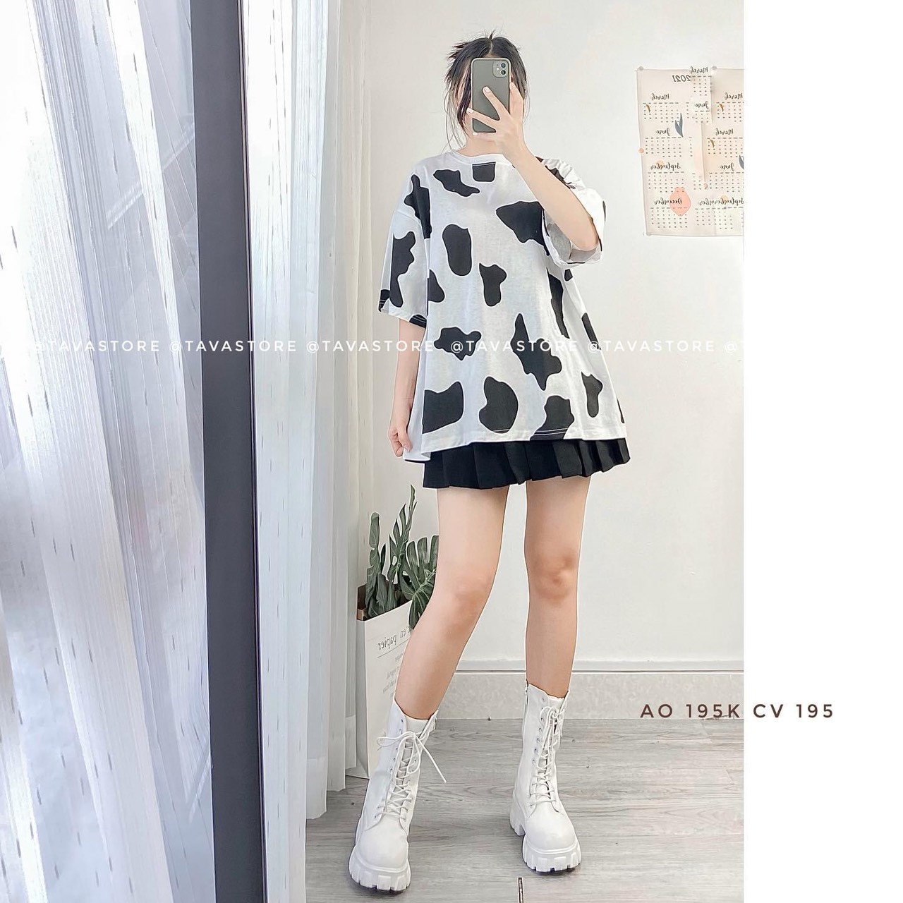 set váy tennis + tshirt bò sữa
