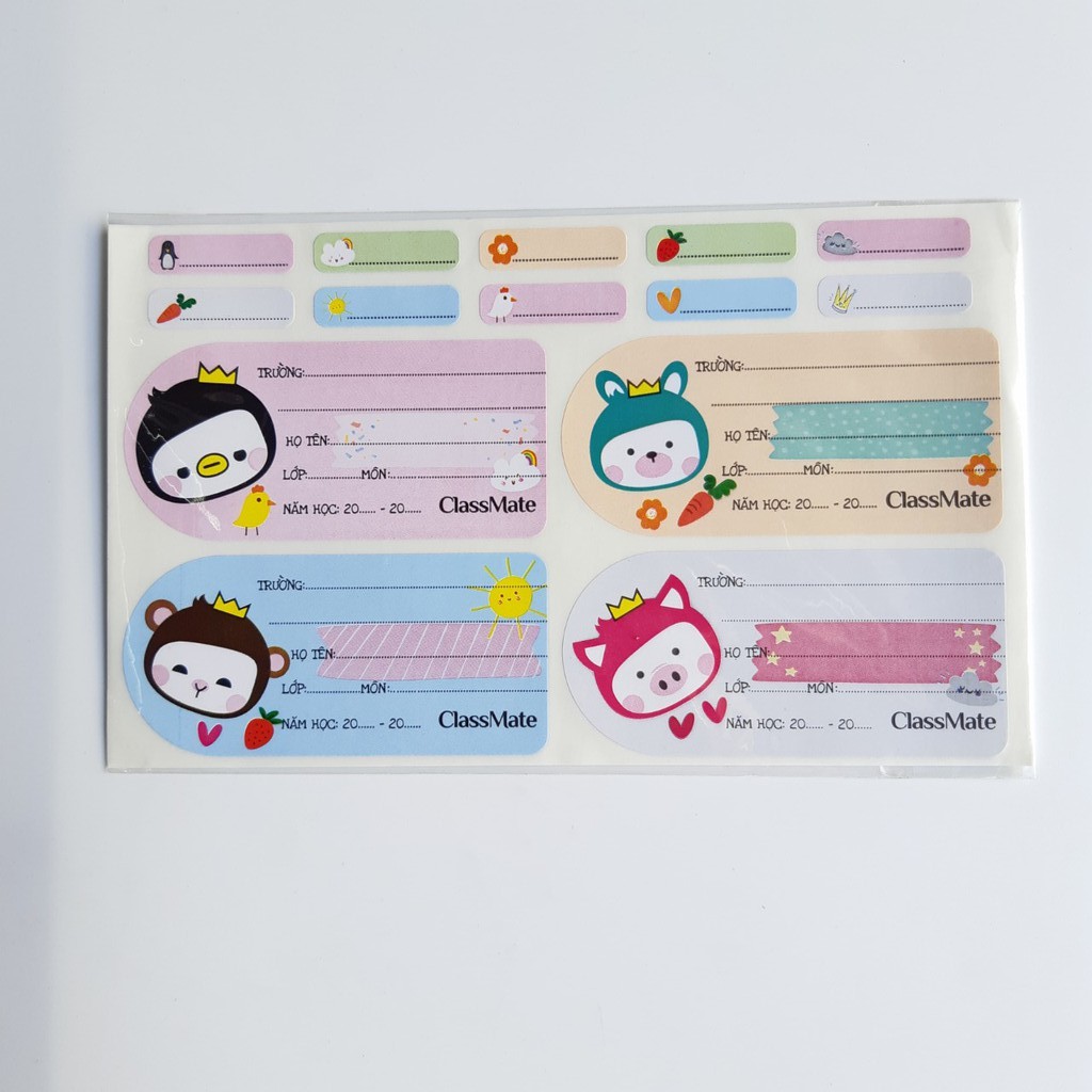 Combo 2 tập Nhãn vở Classmate Cartoon CL-NT222