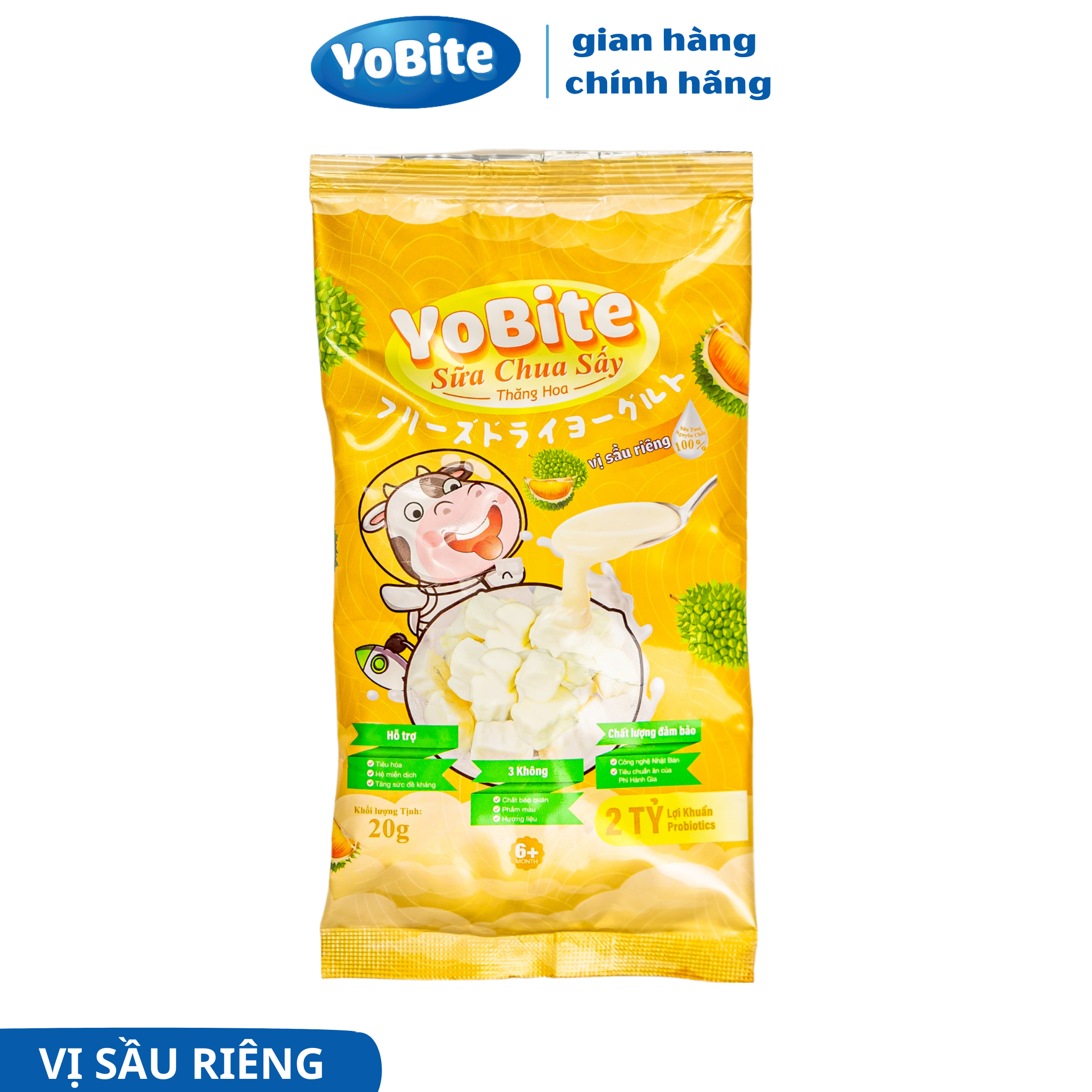 Sữa chua khô ăn dặm YoBite Kids vị Sầu riêng - Hỗ trợ tiêu hóa