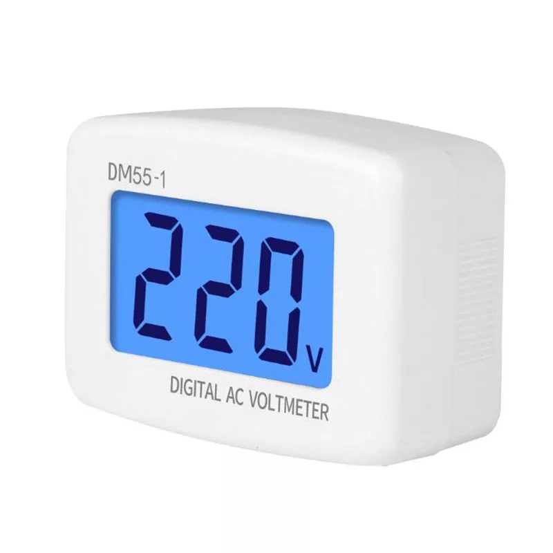 Vôn kế điện tử dm55-1 ac 80-300v đầu cắm eu us us điện áp 110-220v có màn hình lcd